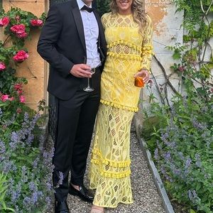 Yellow Lace Tassel Gown